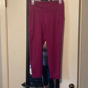 Bally Total Fitness, size L, pink, pockets on both legs, good, used condition.